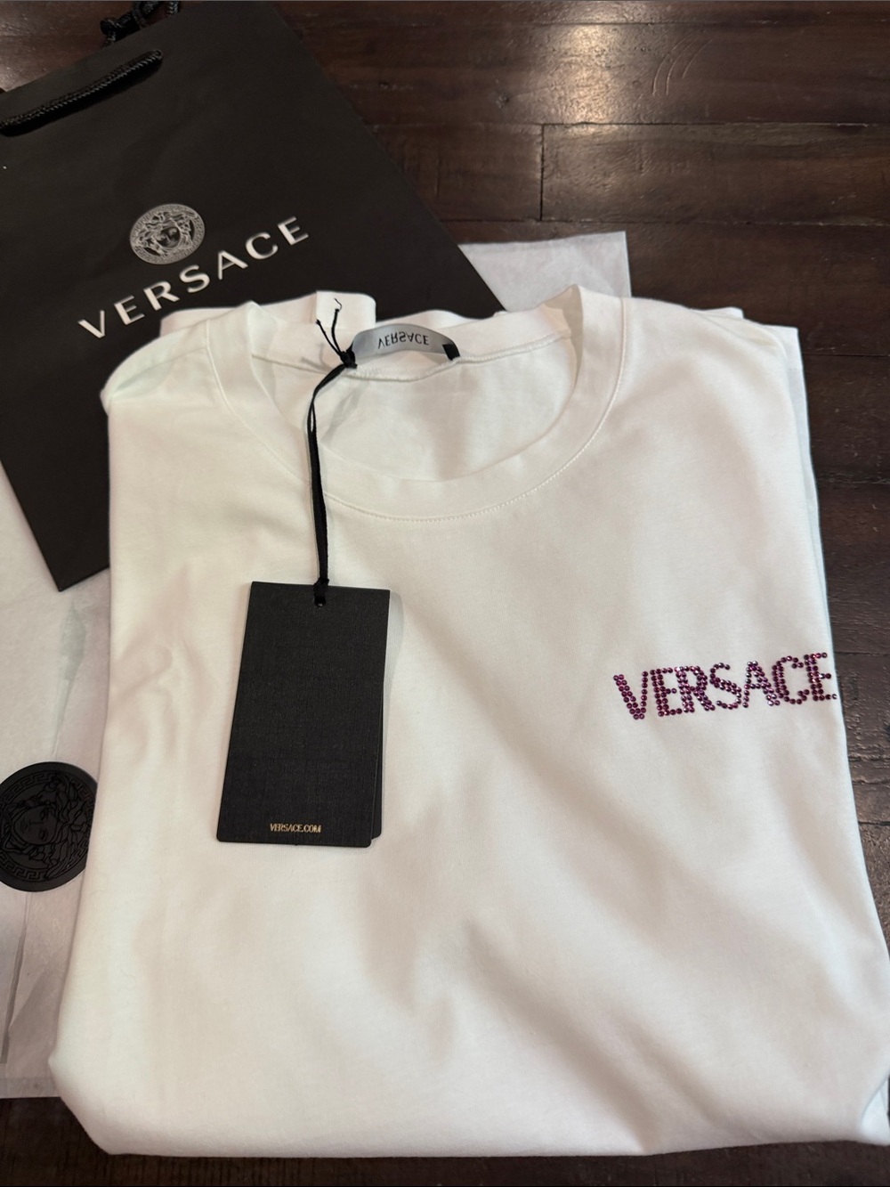 NWT Versace Logo Series Crystal l-embellished T-shirt
